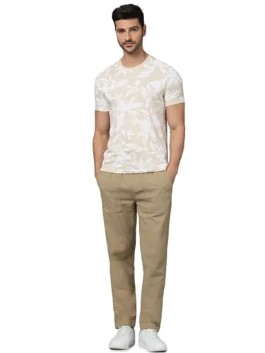 Celio Men Beige Solid Loose Fit Cotton Fashion Casual Trousers (3596656093475, Beige, 28)