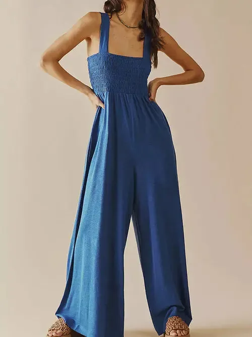 Chic Solid Color Sleeveless Wide-Leg Jumpsuit for Women