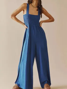 Chic Solid Color Sleeveless Wide-Leg Jumpsuit for Women