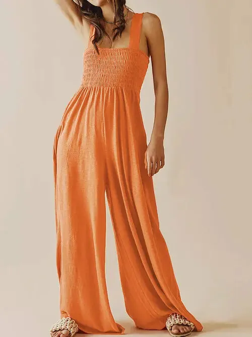 Chic Solid Color Sleeveless Wide-Leg Jumpsuit for Women