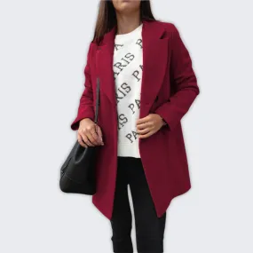 Chic Women's Double-Breasted Wool Coat for Fall & Winter