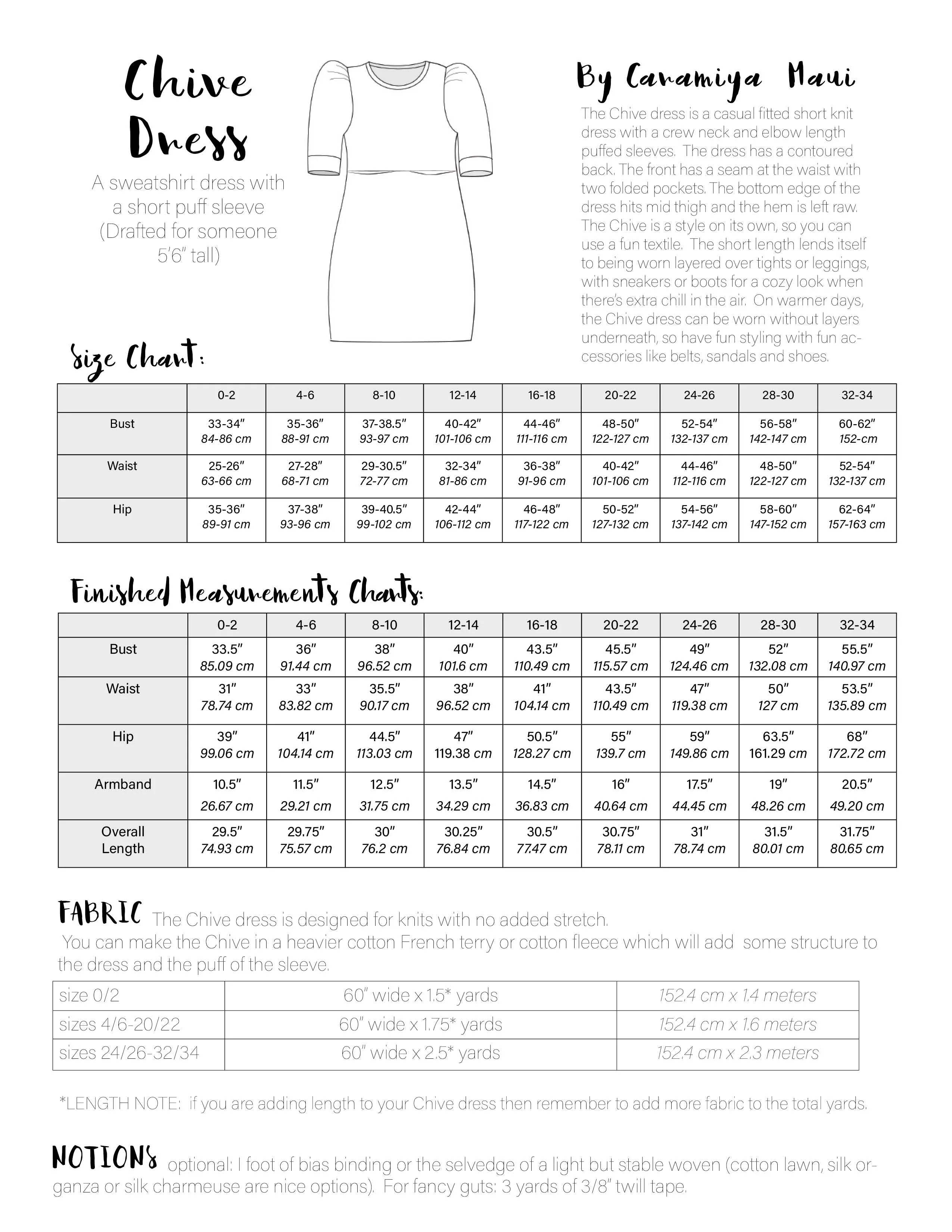 Chive bundle sweatshirt and dress patterns