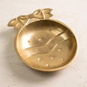 Christmas Ornament Shaped Gold Bowl