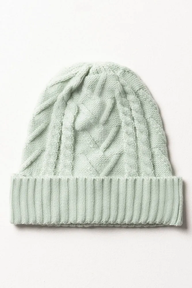 Chunky Cable Beanie Light Green