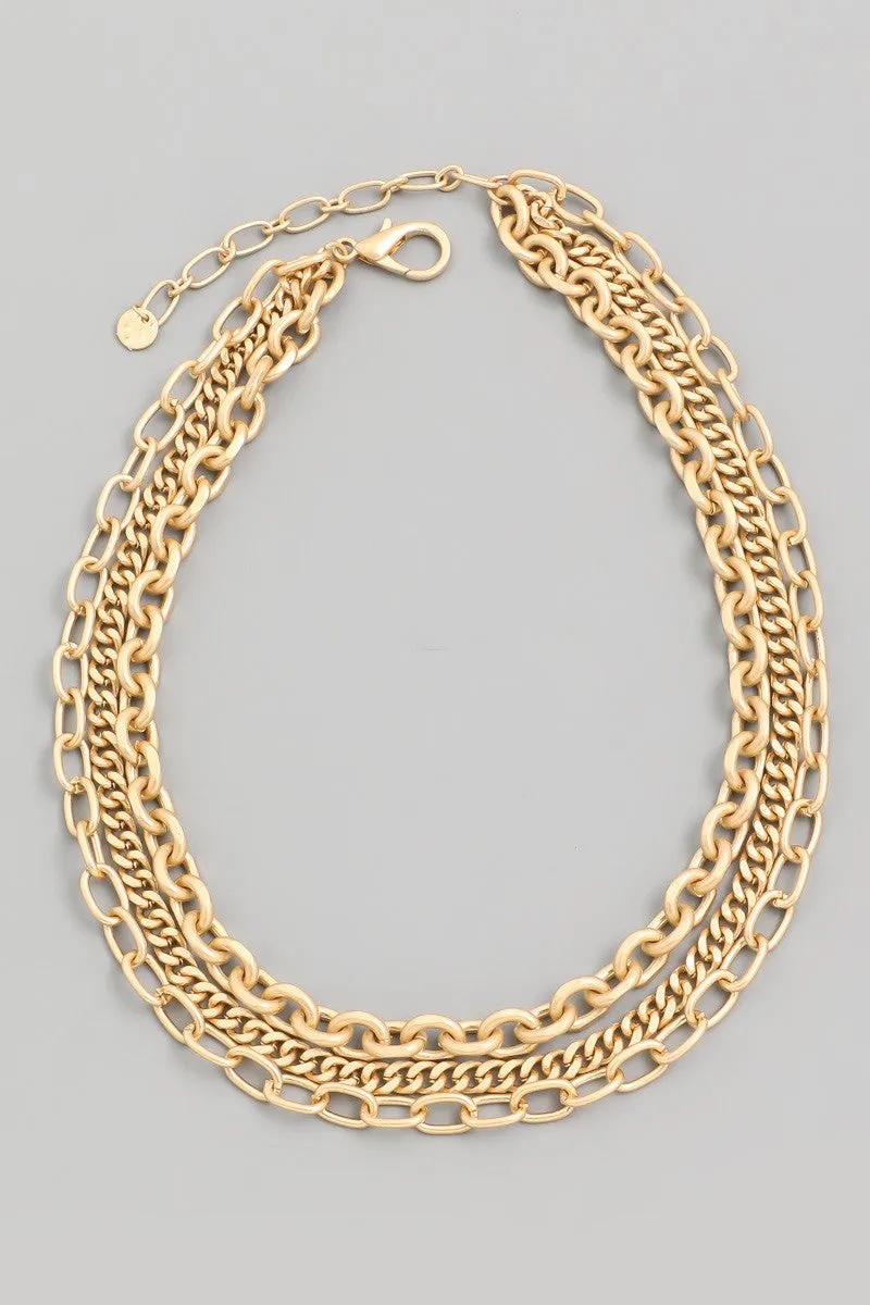 Chunky Gold Layered Chain Linked Necklace