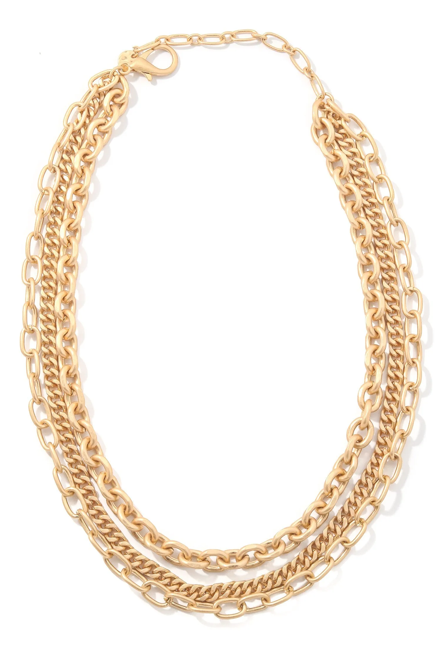 Chunky Gold Layered Chain Linked Necklace