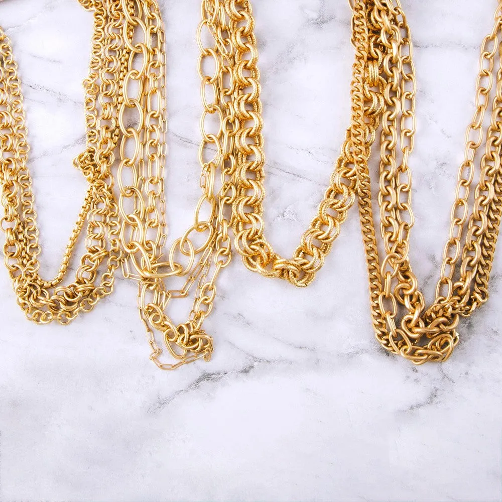 Chunky Gold Layered Chain Linked Necklace