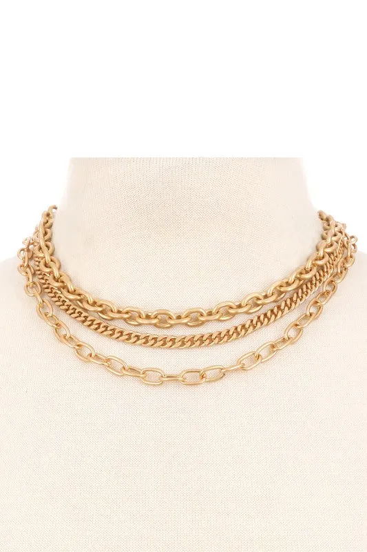 Chunky Gold Layered Chain Linked Necklace