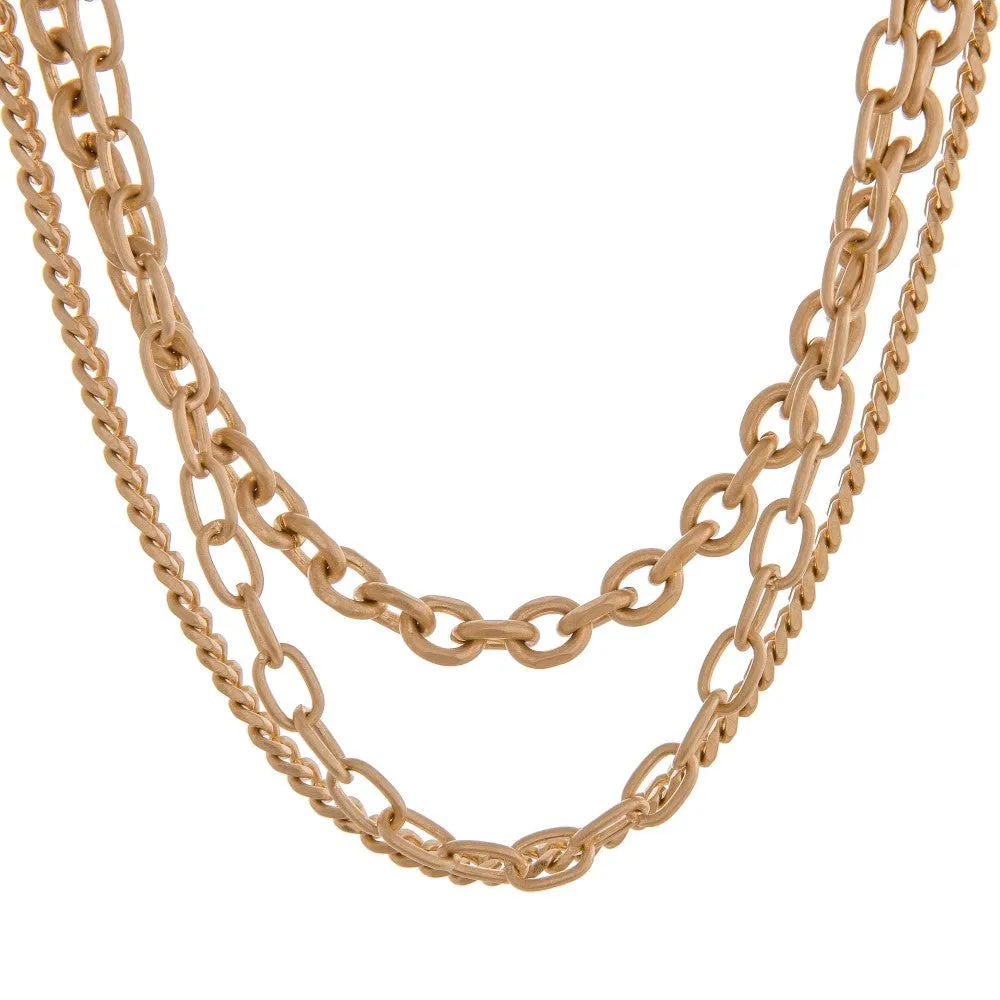 Chunky Gold Layered Chain Linked Necklace