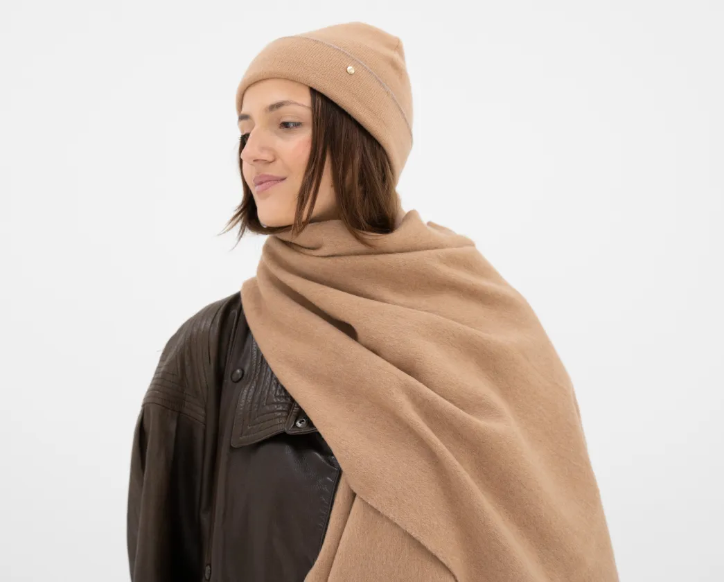 Classic Beanie & Classic Scarf - Mocha/Sand