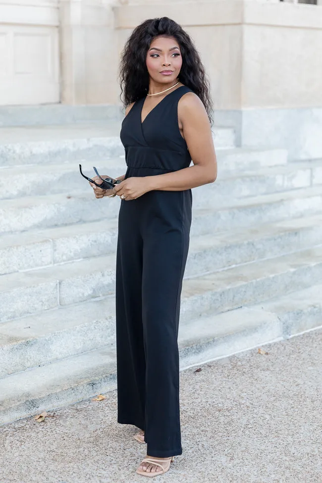 Cocktail Hour Black V-Neck Jumpsuit FINAL SALE