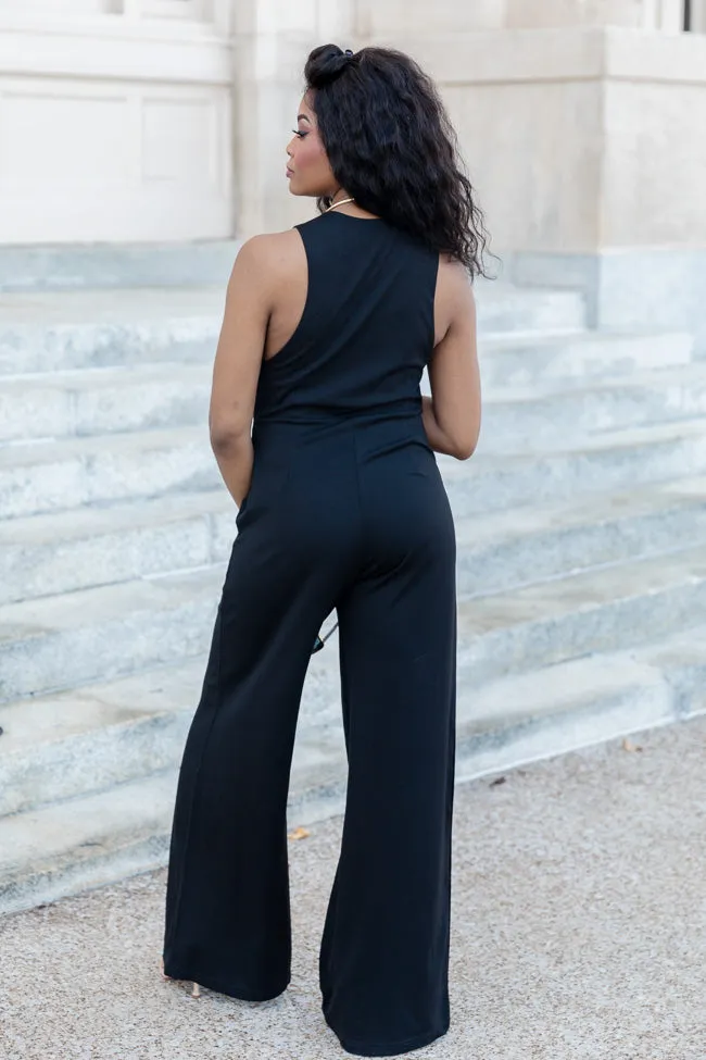 Cocktail Hour Black V-Neck Jumpsuit FINAL SALE