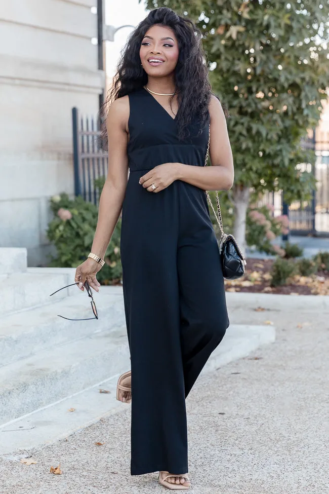 Cocktail Hour Black V-Neck Jumpsuit FINAL SALE