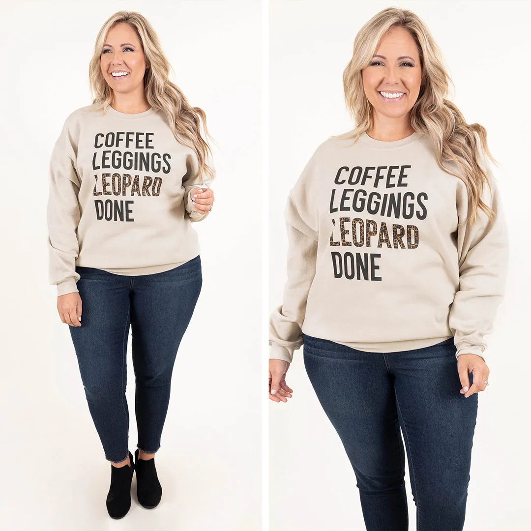 Coffee, Leggings, and Leopard Sweatshirt, Sand