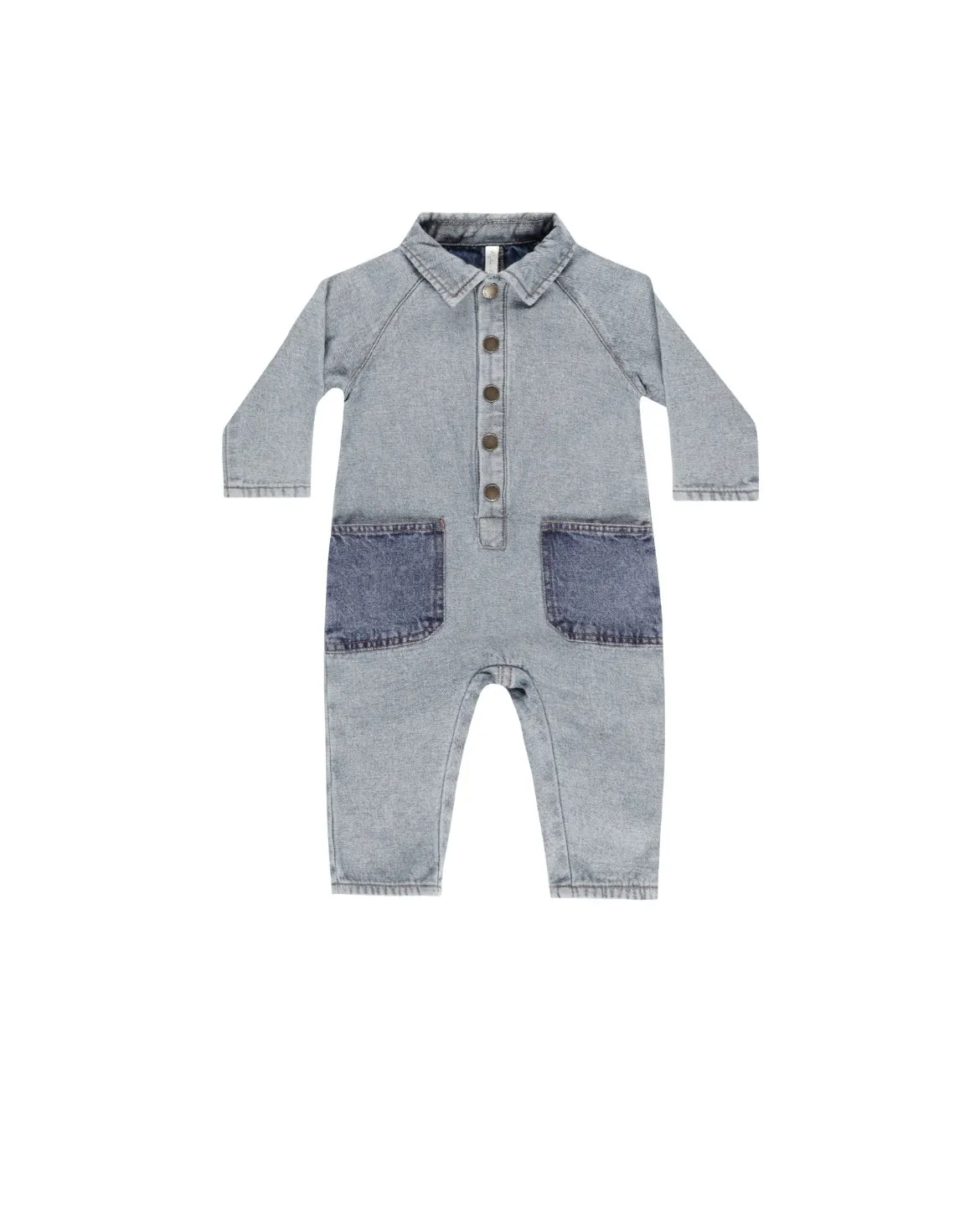 Collared Jumpsuit- Light Washed Denim