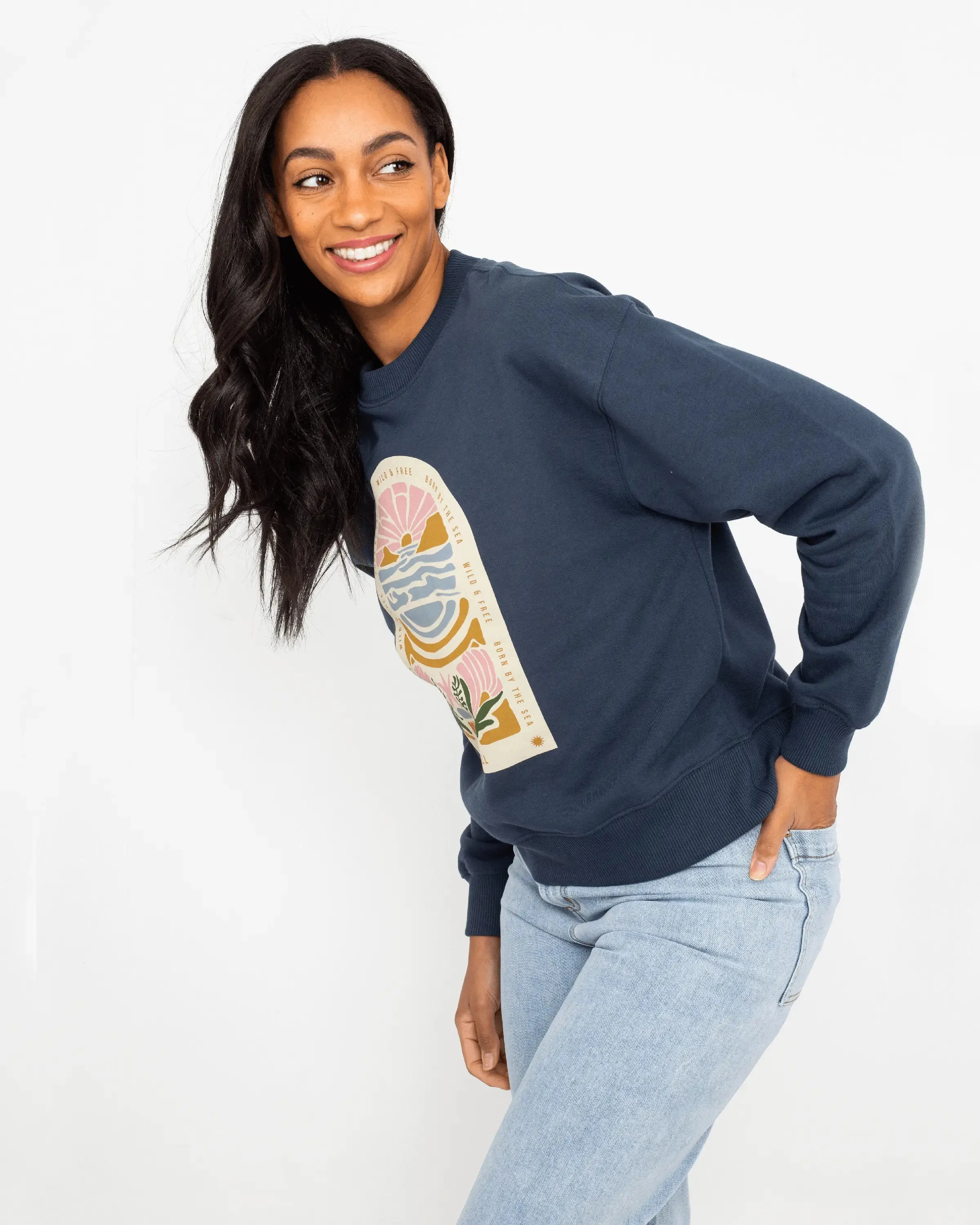 Cornwall Arch Sweatshirt in Denim Blue