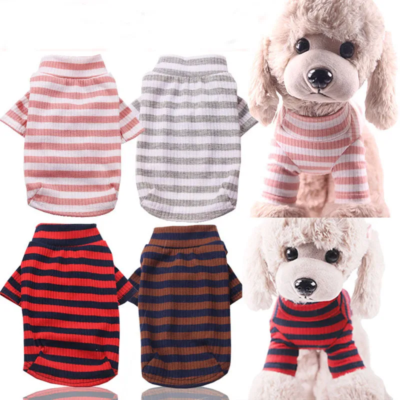 Cozy Cotton Striped Winter Sweatshirt For Small Dogs