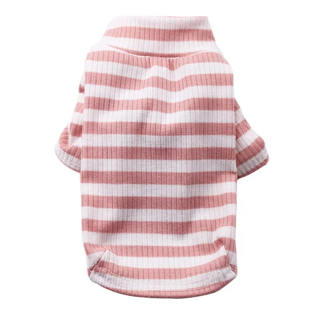 Cozy Cotton Striped Winter Sweatshirt For Small Dogs