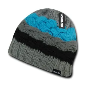 Cuglog St. Helen'S Wide Stripped Beanies Winter Caps Hats Ski Skull Grey Teal