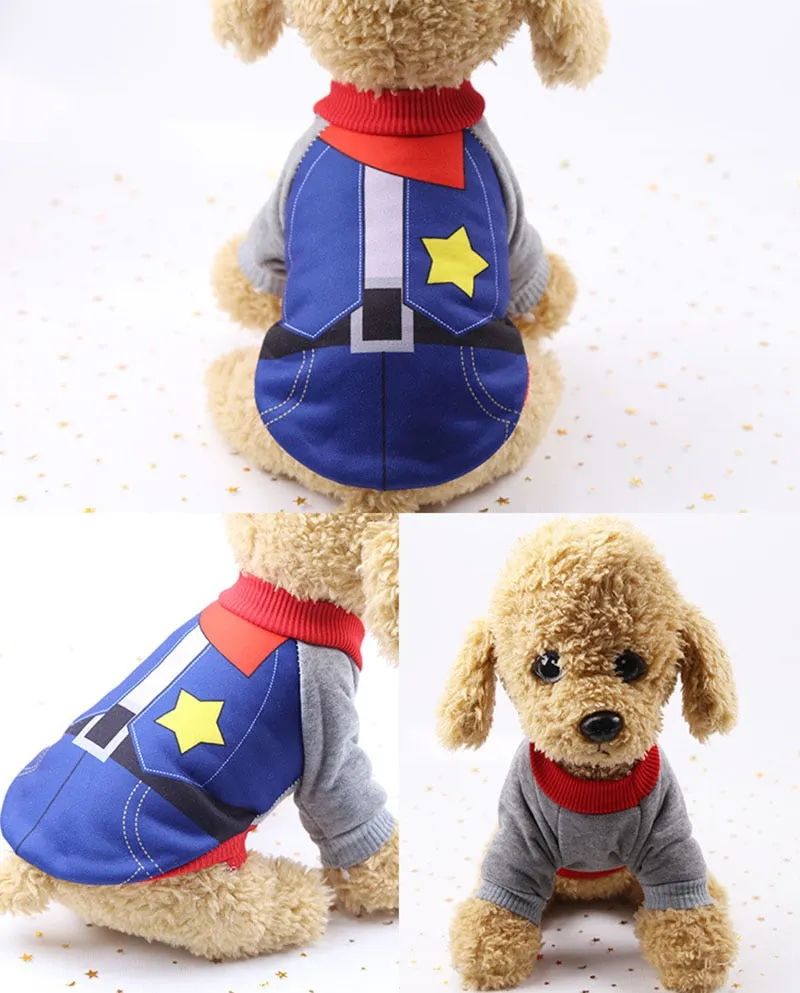 Cute Little Cowboy Soft Dog Winter Coat Puppy Sweater