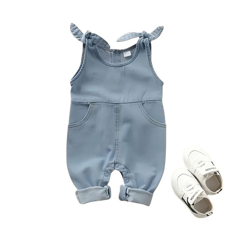 Denim Knot Romper Overall Jeans