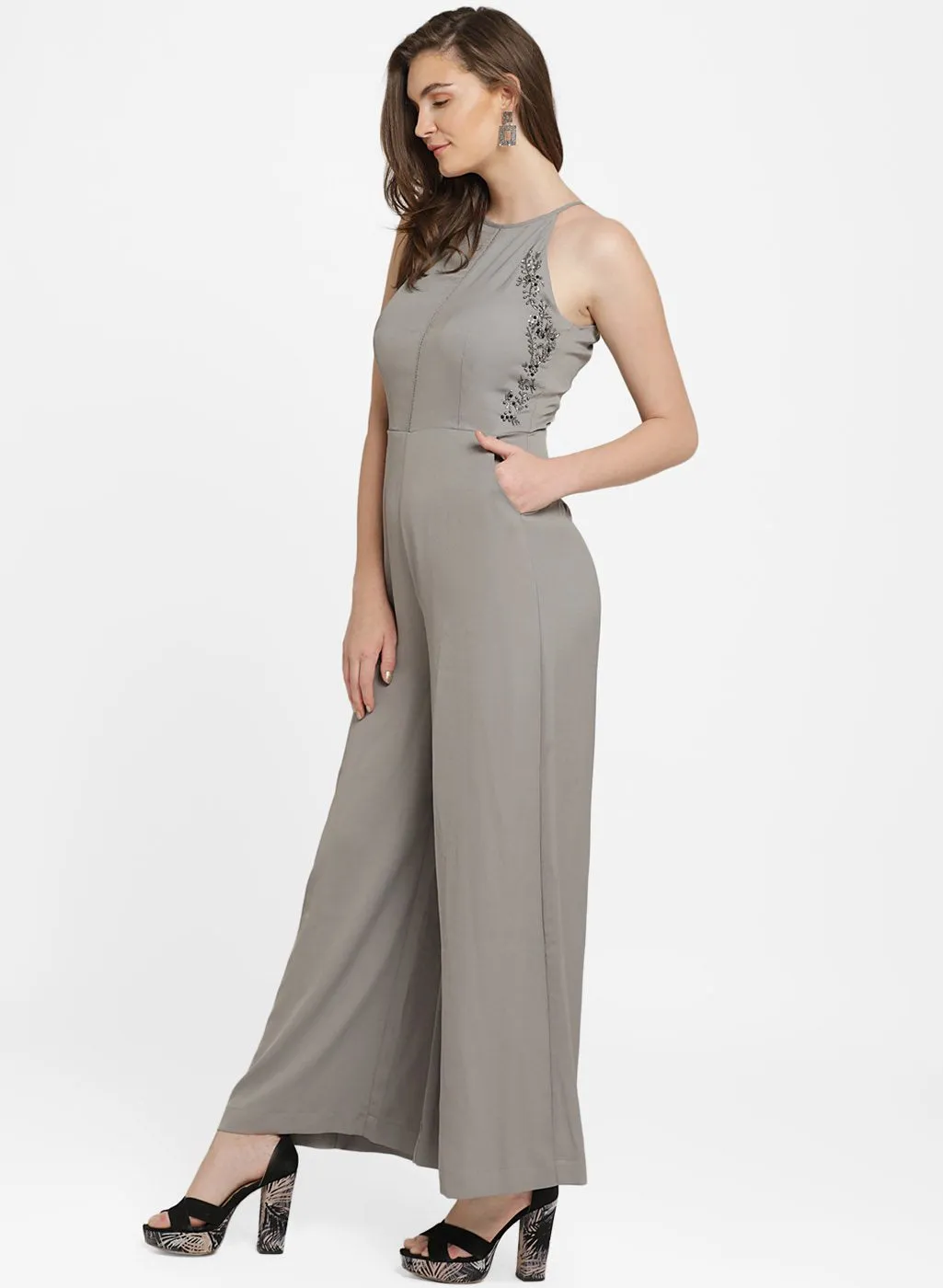 Denise Embellished Flared Jumpsuit