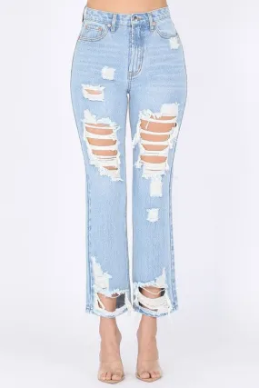 Distressed Straight Leg Jeans