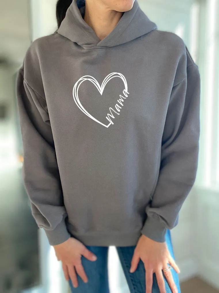 Double Heart Mama Hooded Sweatshirt