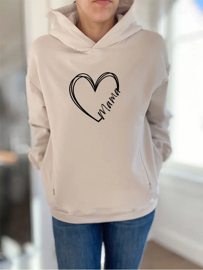 Double Heart Mama Hooded Sweatshirt