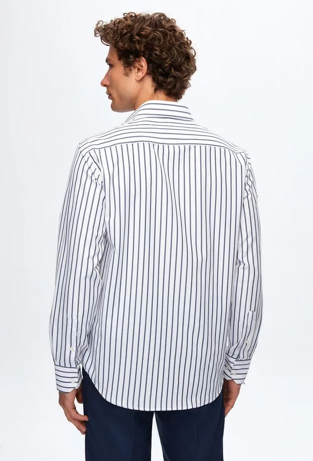 Ds Damat Regular Fit White Striped Shirt