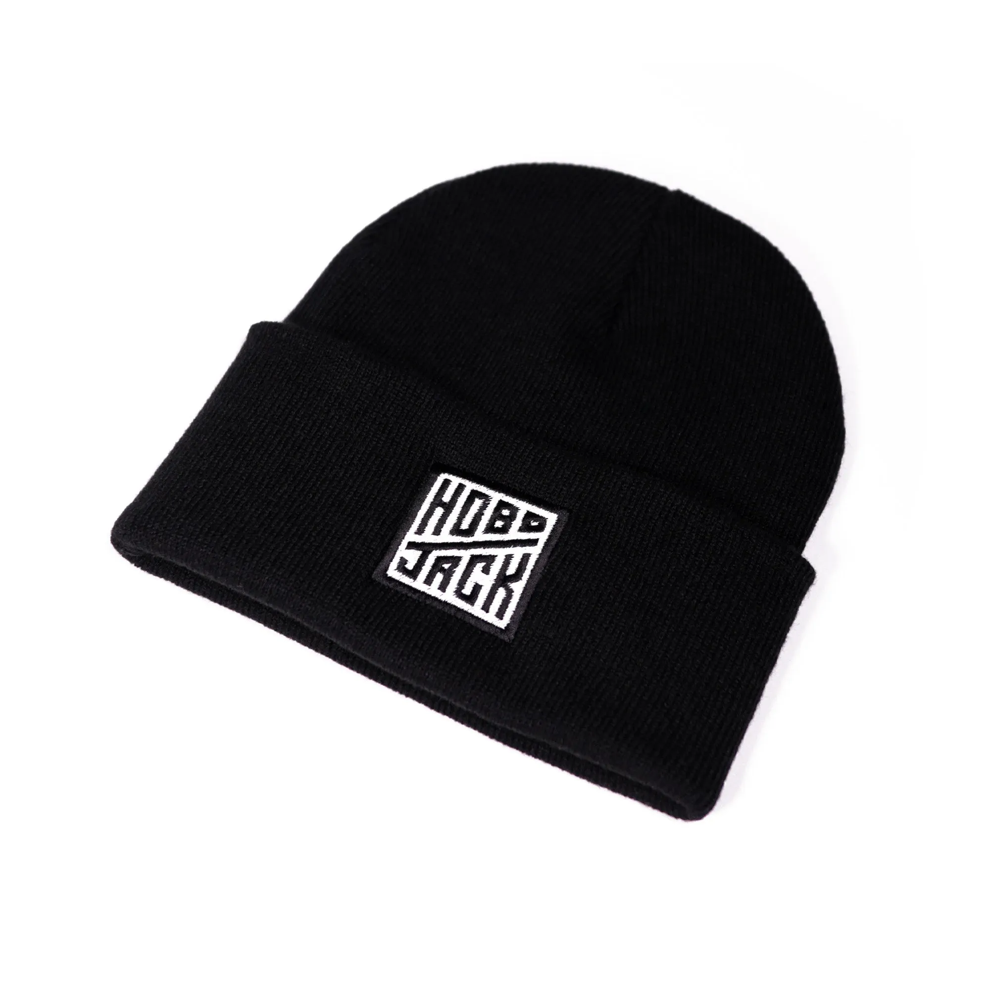 EMBROIDERED LOGO ESSENTIAL BEANIE - BLACK