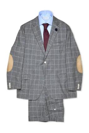 Eredi Pisano Light Grey Windowpane Wool/Cashmere Suit