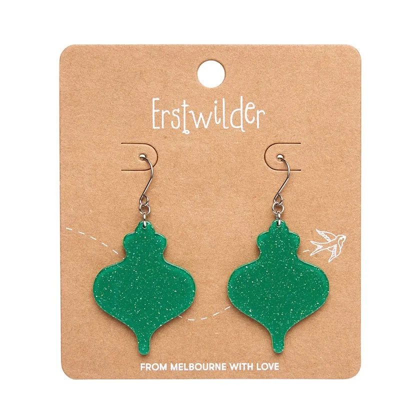 Essentials Baubles Dangle Earrings - Green Glitter