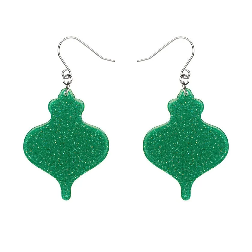 Essentials Baubles Dangle Earrings - Green Glitter