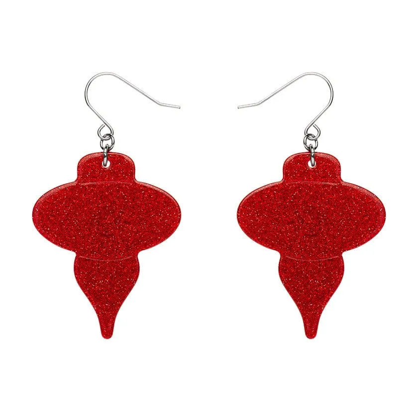 Essentials Baubles Dangle Earrings - Red Glitter