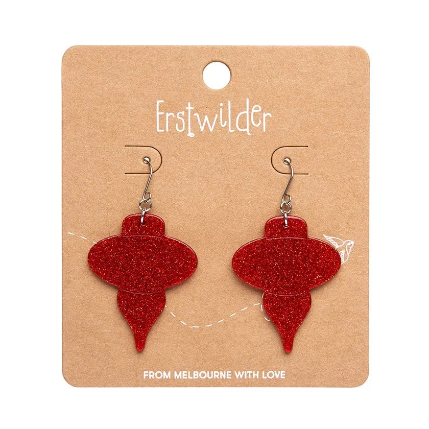 Essentials Baubles Dangle Earrings - Red Glitter