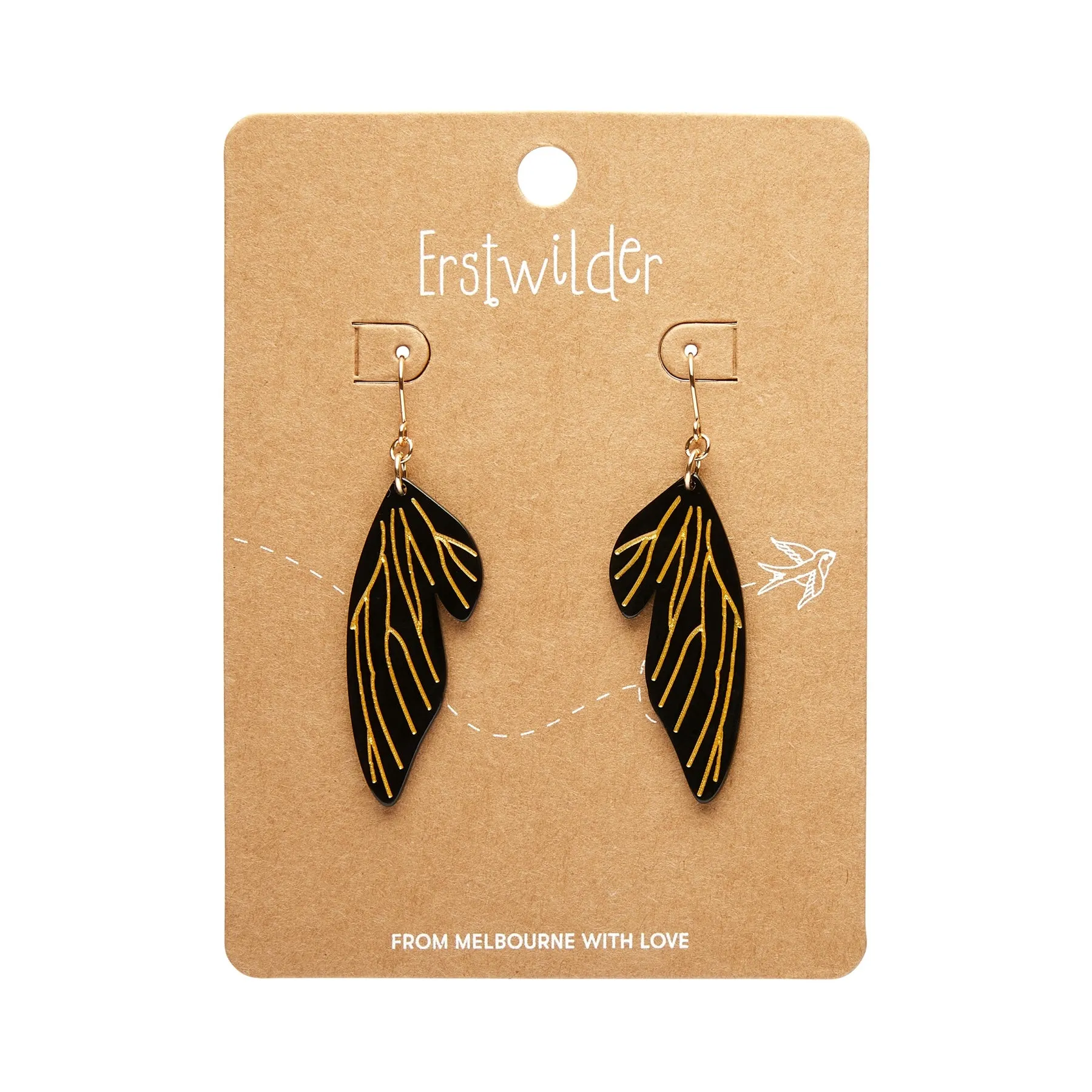 Essentials Fairy Wings Dangle Earrings - Black