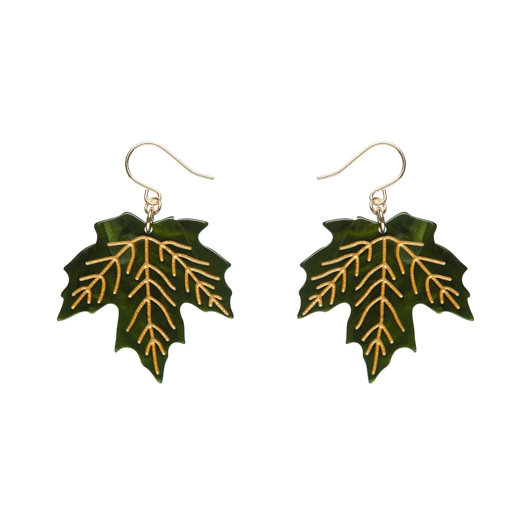 Essentials Maple Leaf Dangle Earrings - Green