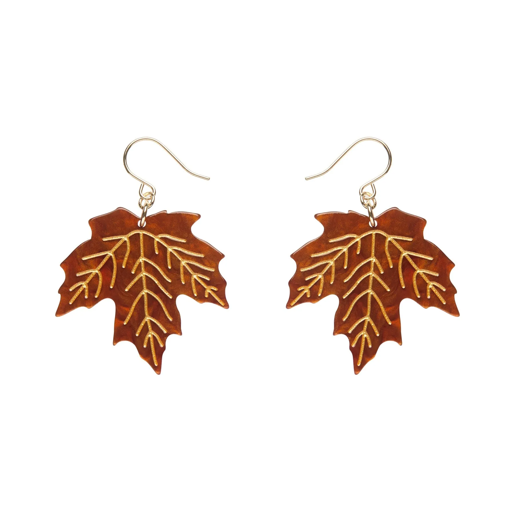 Essentials Maple Leaf Dangle Earrings - Orange