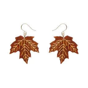 Essentials Maple Leaf Dangle Earrings - Orange