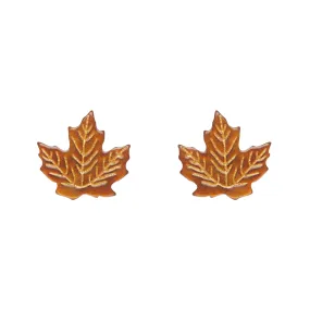 Essentials Maple Leaf Post Earrings - Orange