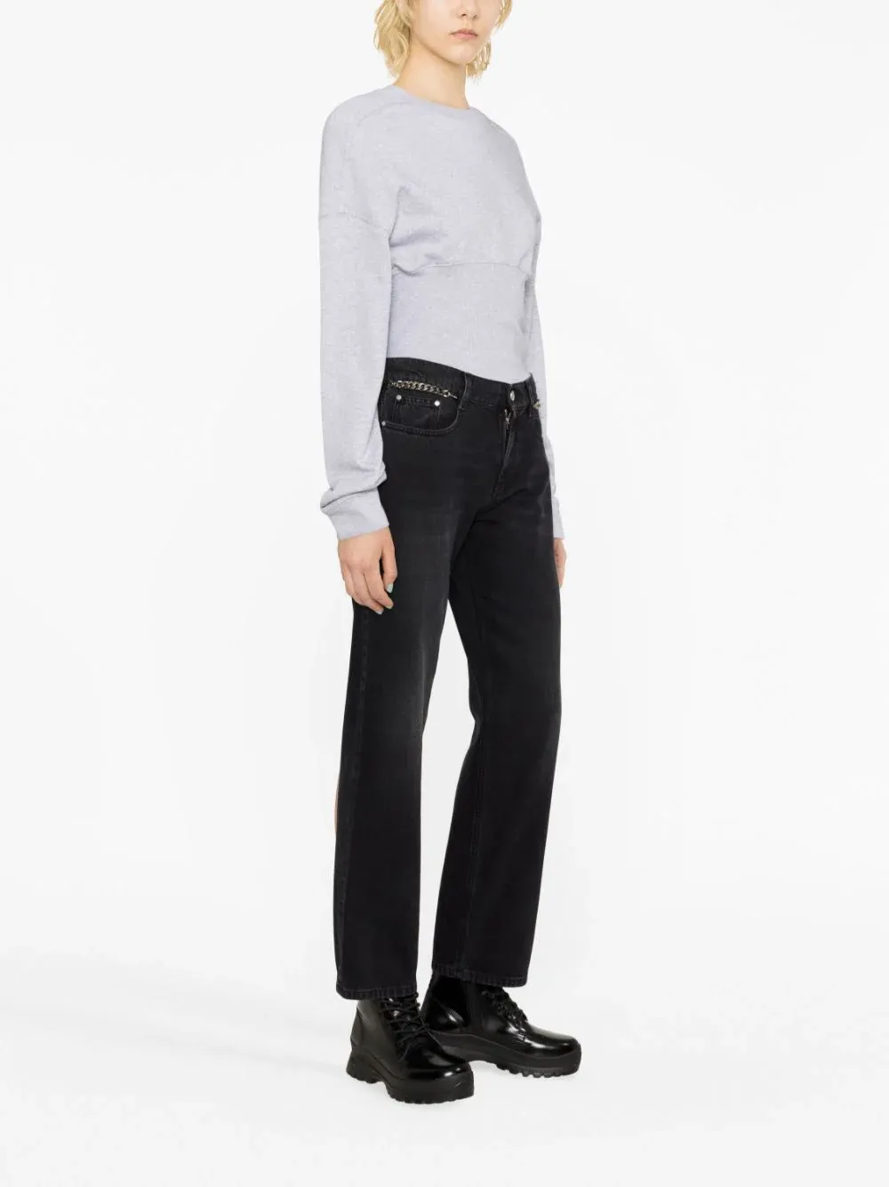 Falabella Chain Slim Leg Black Jeans