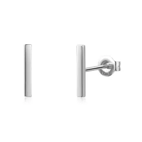 FANCIME Minimalist Bar 14K White Gold Stud Earrings