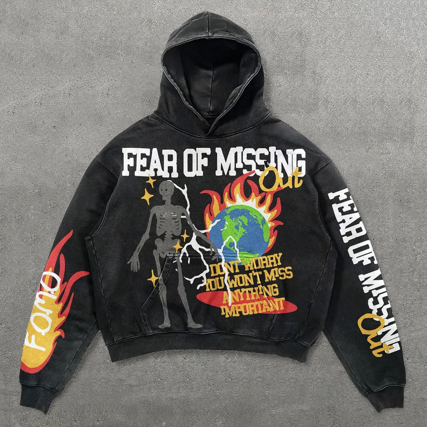 Fear Of Missing Print Long Sleeve Hoodies