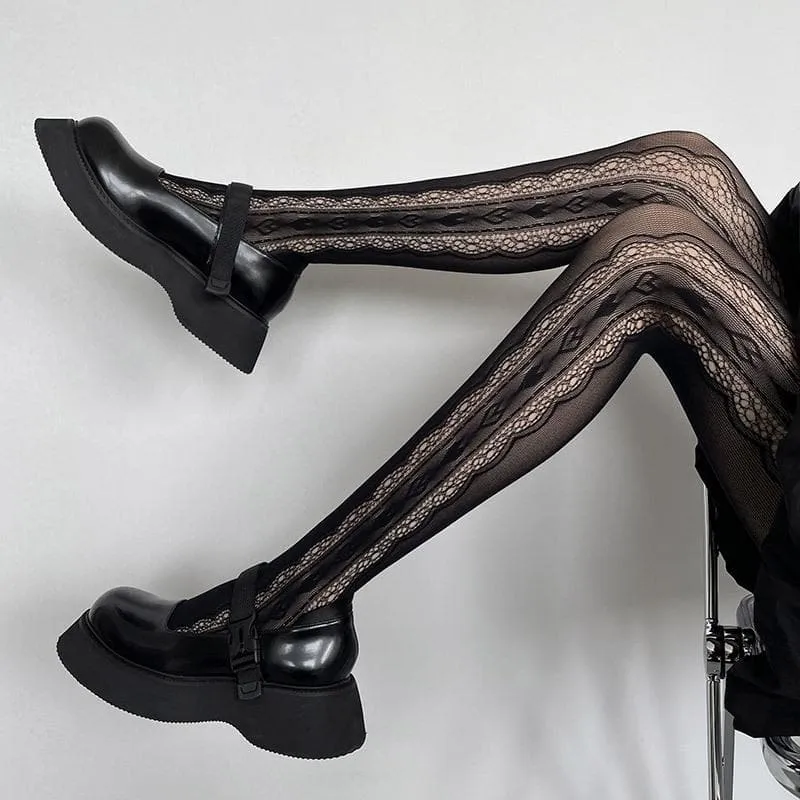 Fishnet hollow out lace solid tights