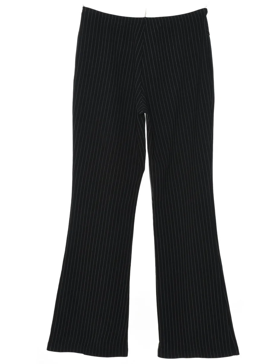 Flared Leg Black Pinstriped Trousers - W28 L30