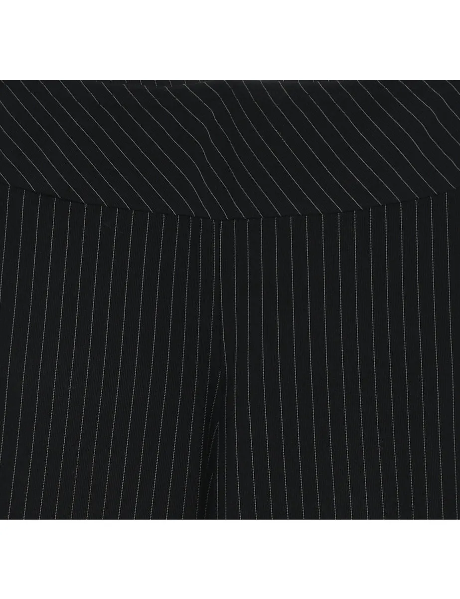 Flared Leg Black Pinstriped Trousers - W28 L30