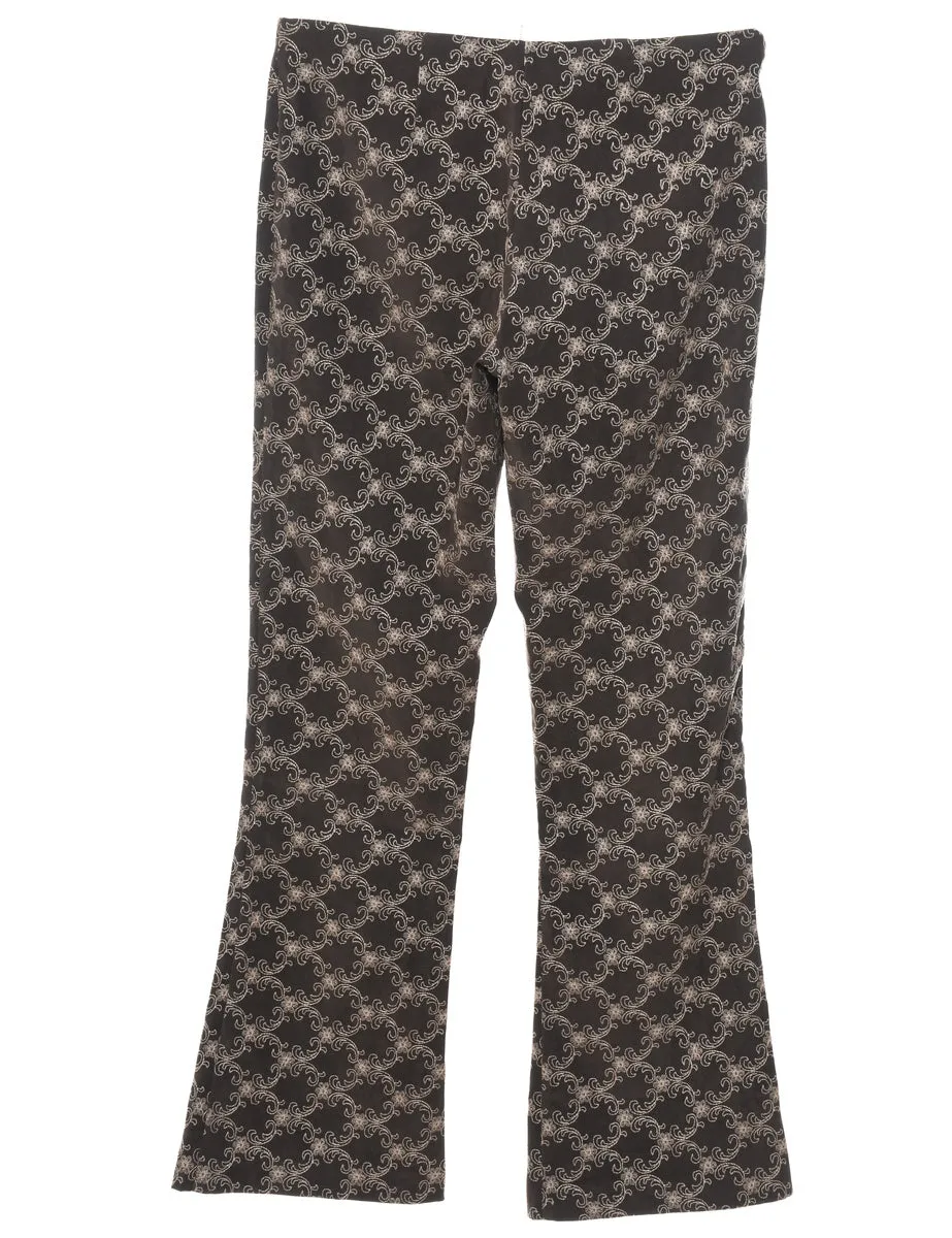 Floral Print Embroidered Y2K Trousers - W34 L33