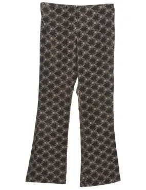 Floral Print Embroidered Y2K Trousers - W34 L33