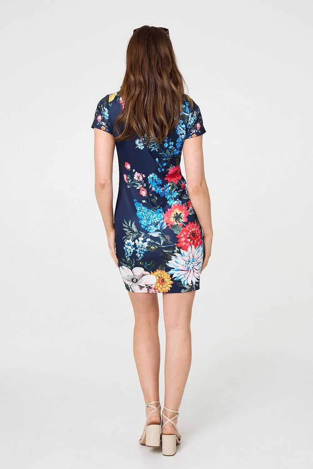 Floral Short Sleeve Short Shift Dress